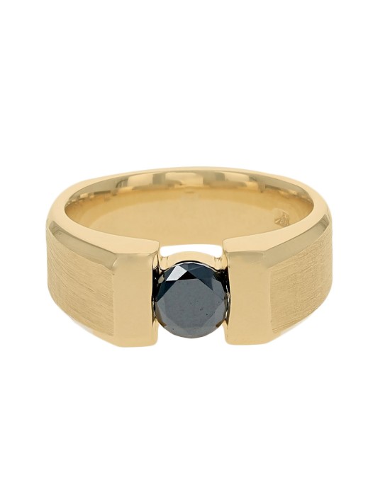 Gentlemans Black Diamond Solitaire Ring